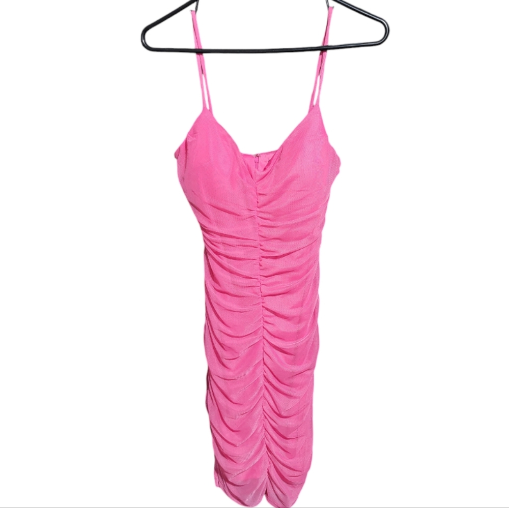 Pink Ruched Mini Dress